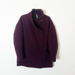 Free People Wool Peacoat Burgundy Wine Red